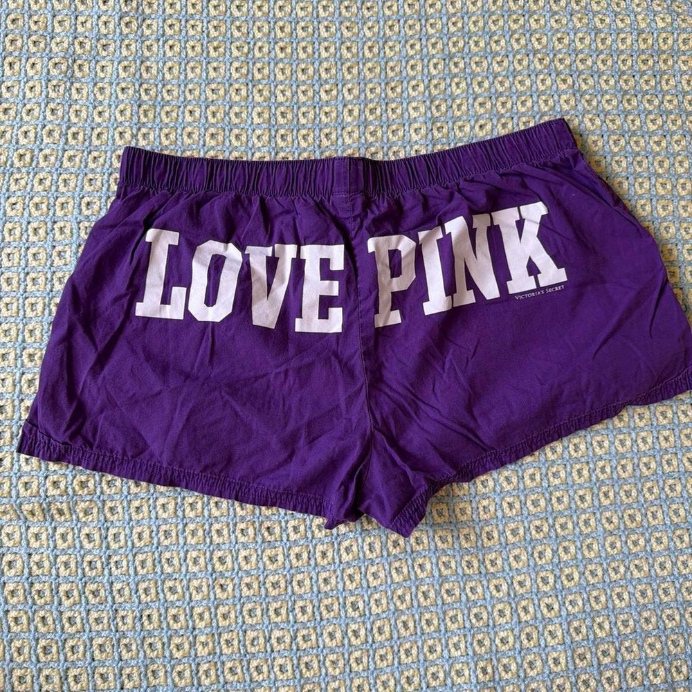 Victoria's Secret PINK Purple Cotton Sleep Shorts Y2K Love Pink XS